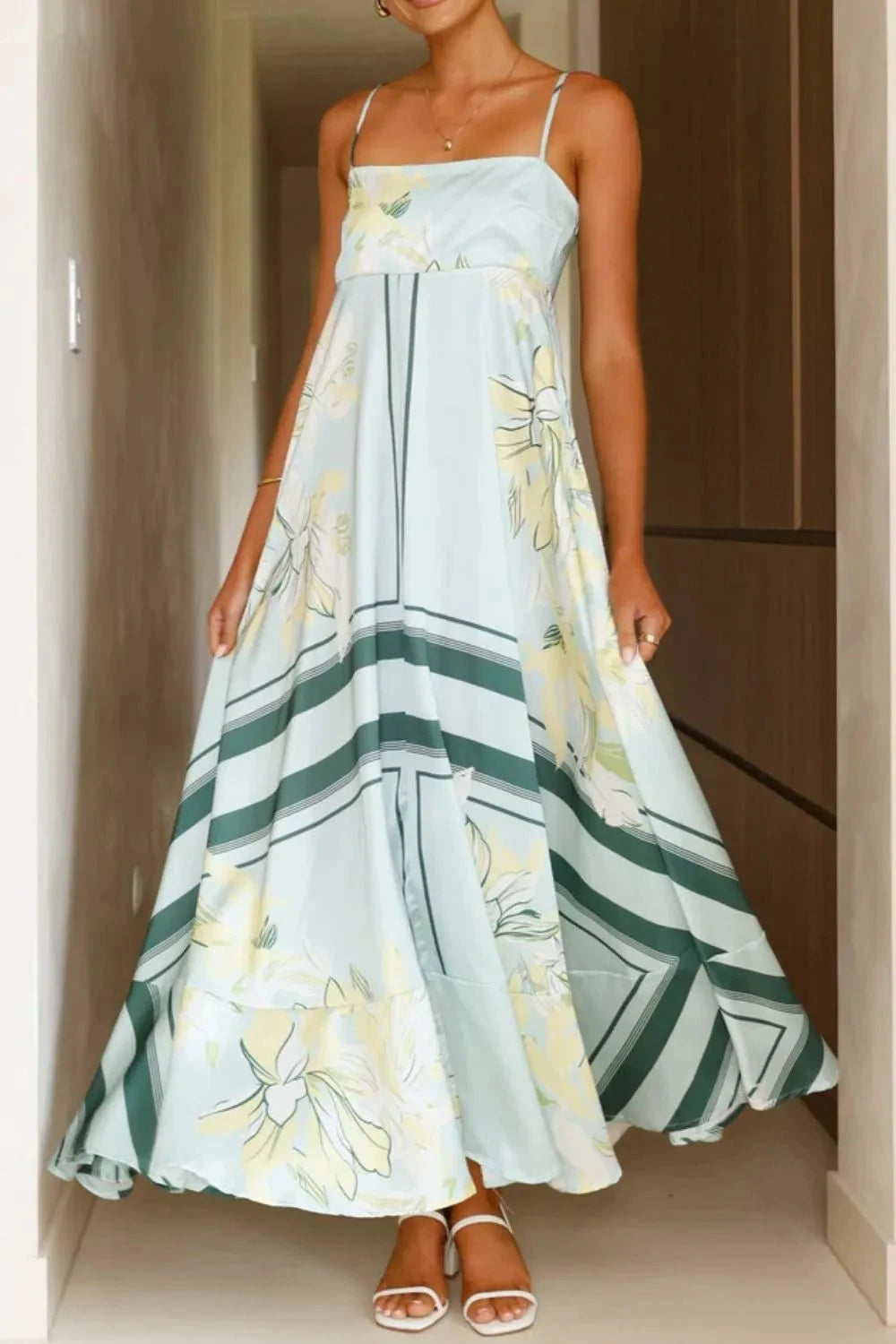 Printed Square Neck Cami Maxi Dress