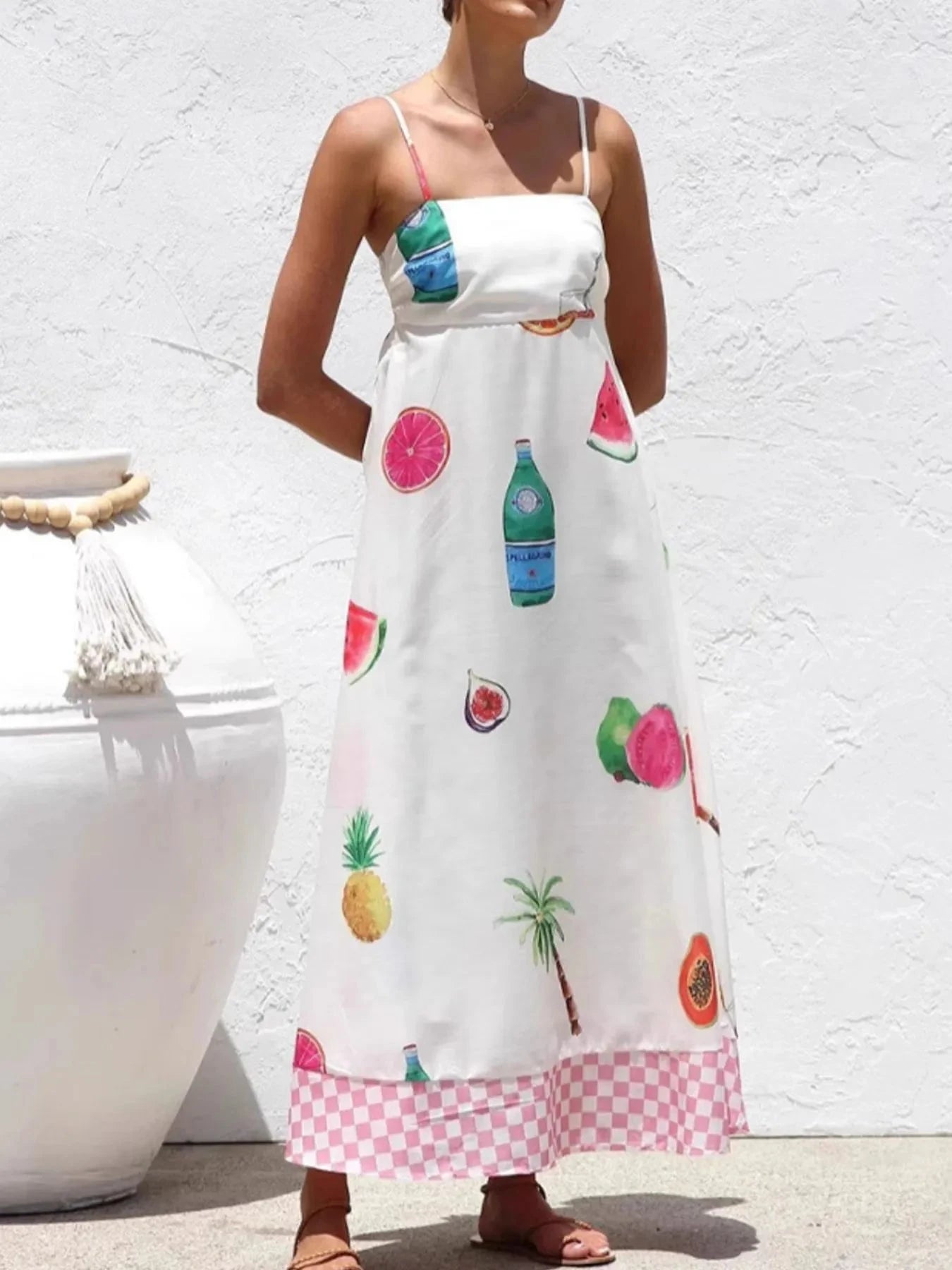 Printed Square Neck Maxi Cami Dress