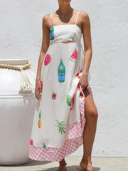 Printed Square Neck Maxi Cami Dress