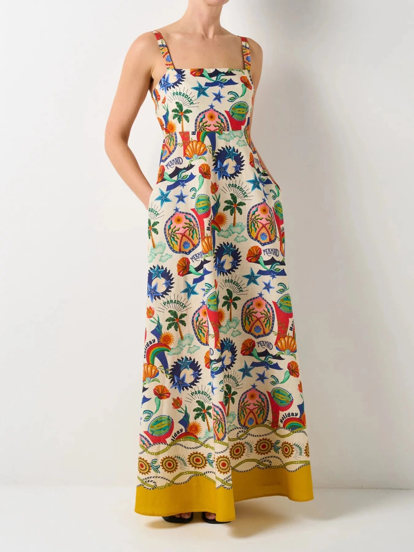 Printed Square Neck Maxi Dress