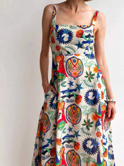 Printed Square Neck Maxi Dress