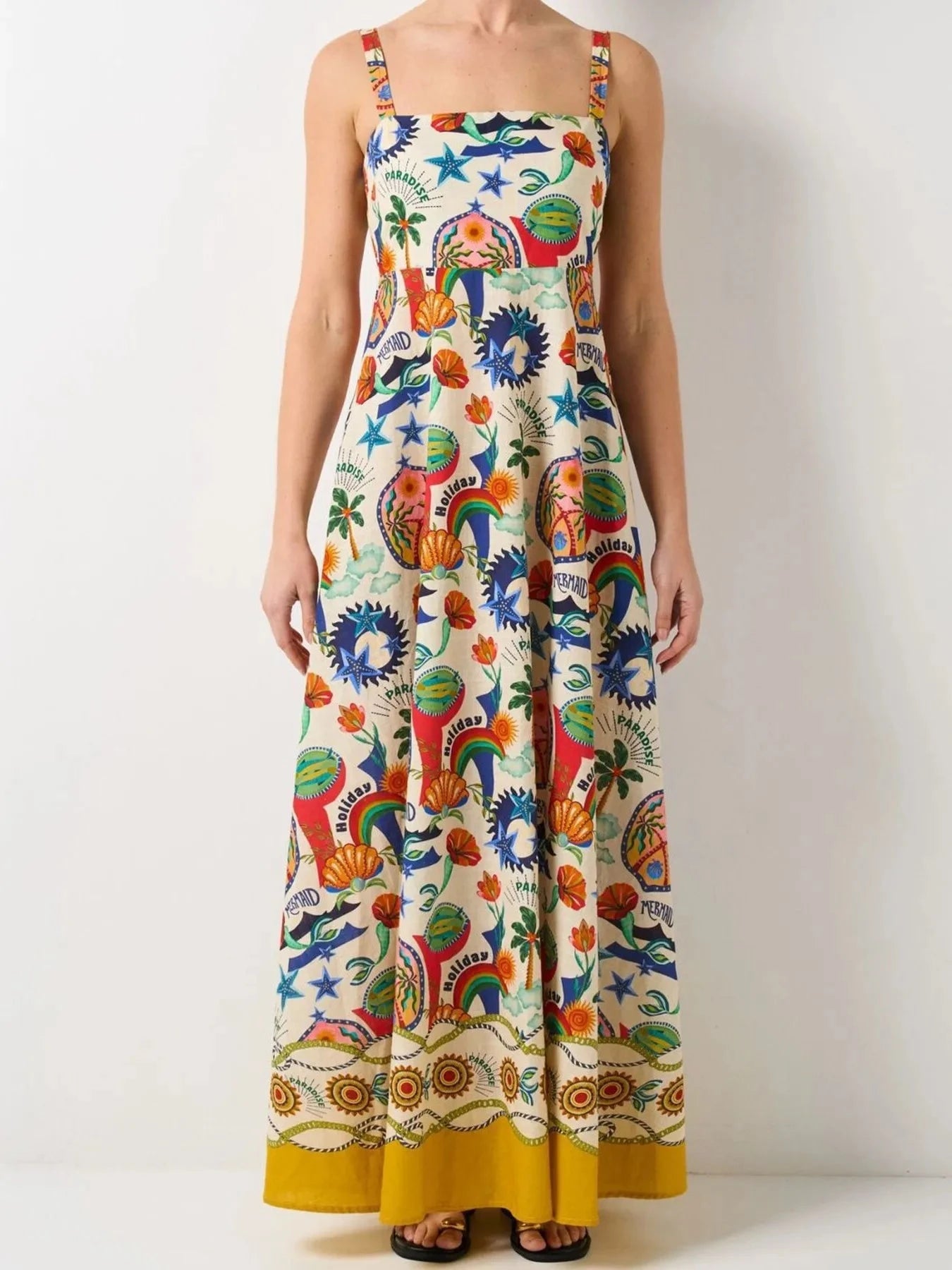 Printed Square Neck Maxi Dress