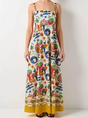 Printed Square Neck Maxi Dress