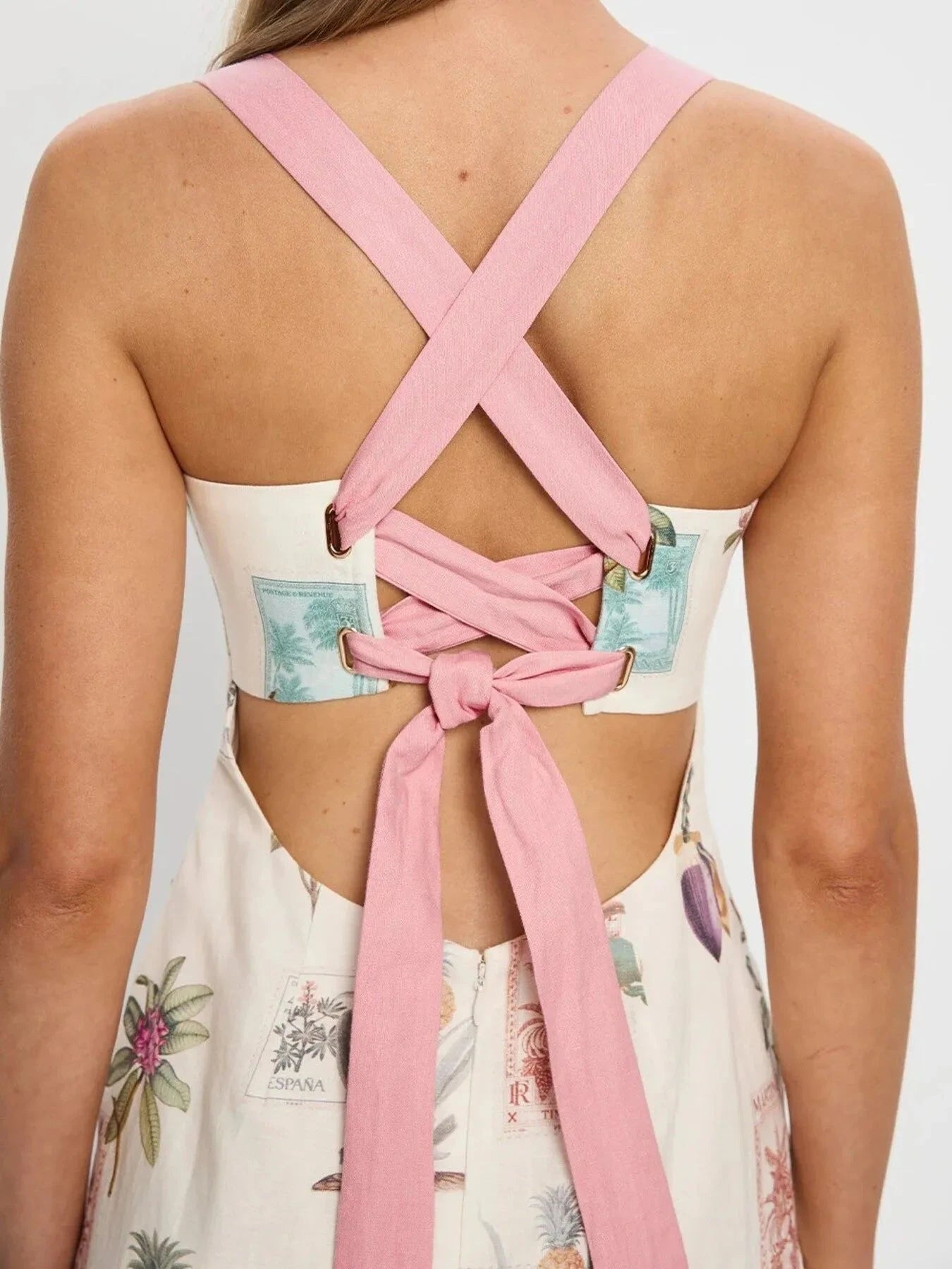 Printed Square Neck Midi Cami Dress