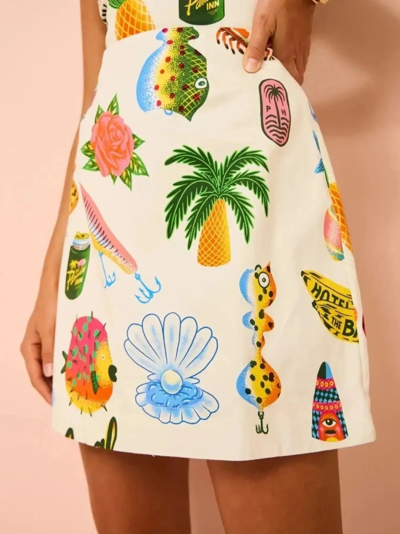 Printed Square Neck Summer Mini Dress
