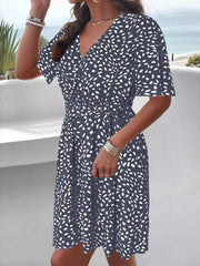 Printed Surplice Tie Waist Dress