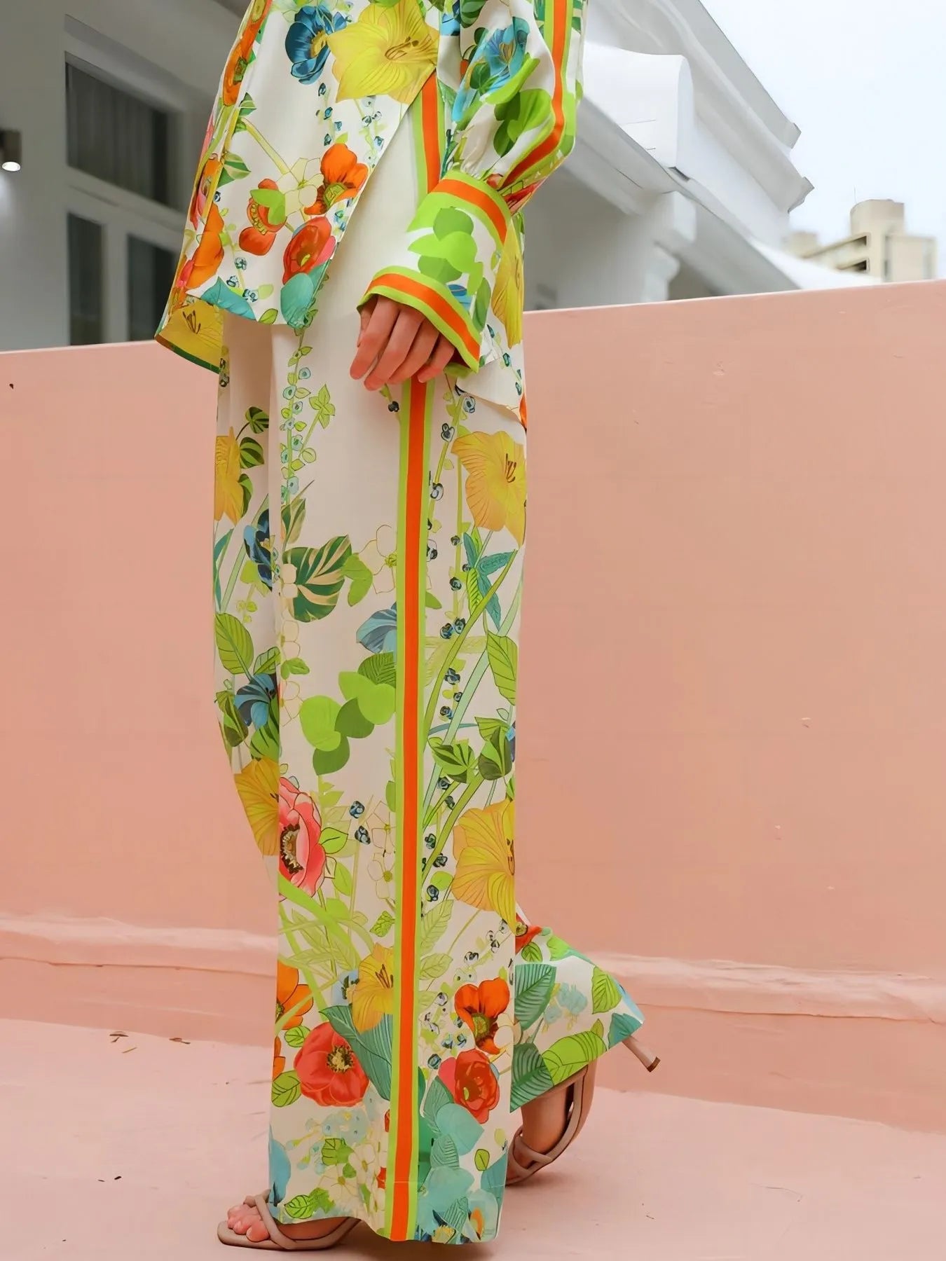 Printed Tie Back Shirt and Pants Set