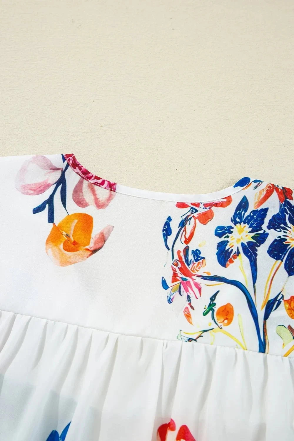 Printed Tie Neck 3/4 Sleeve Blouse