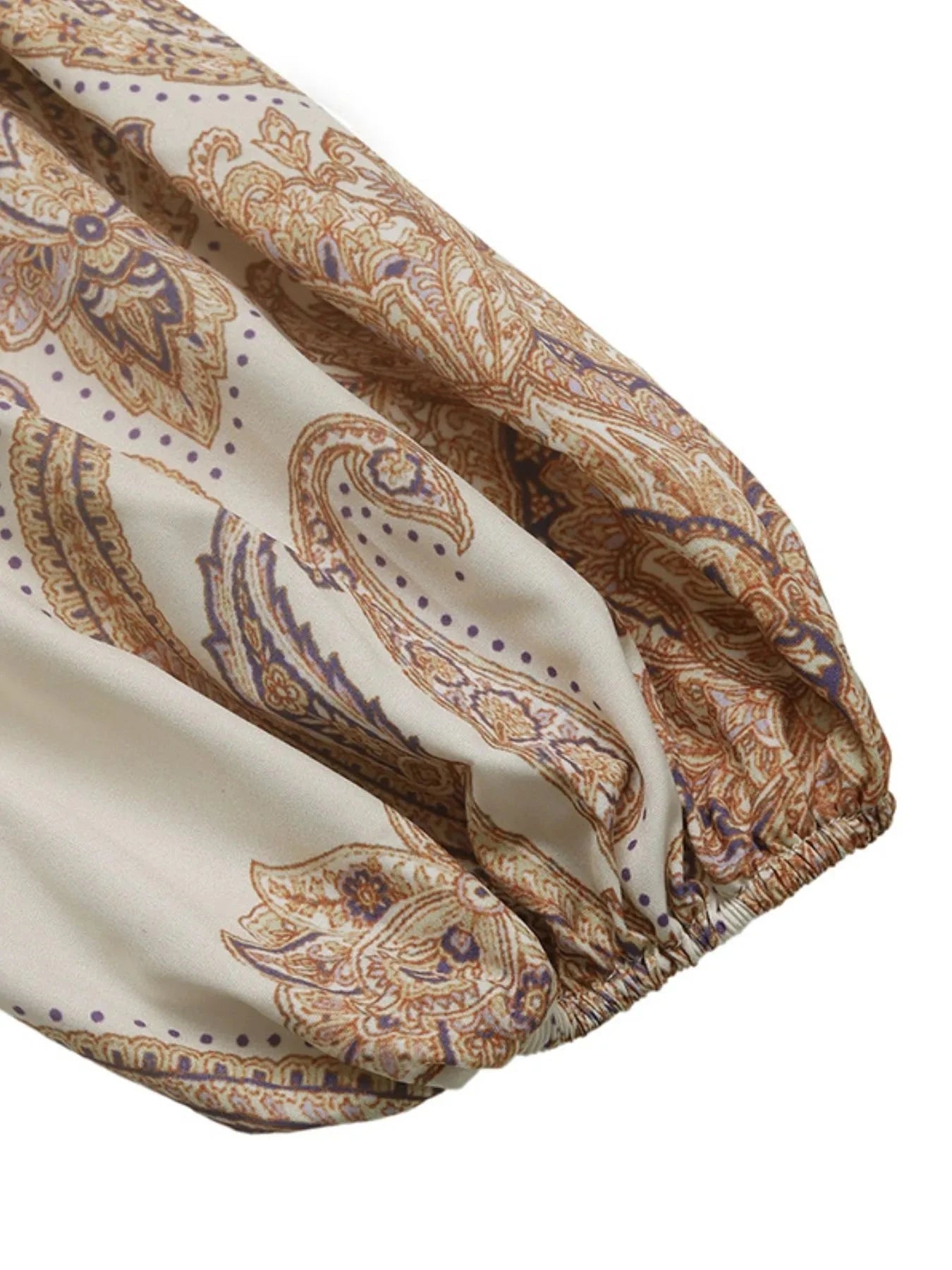 Printed Tie Waist Long Sleeve Dress