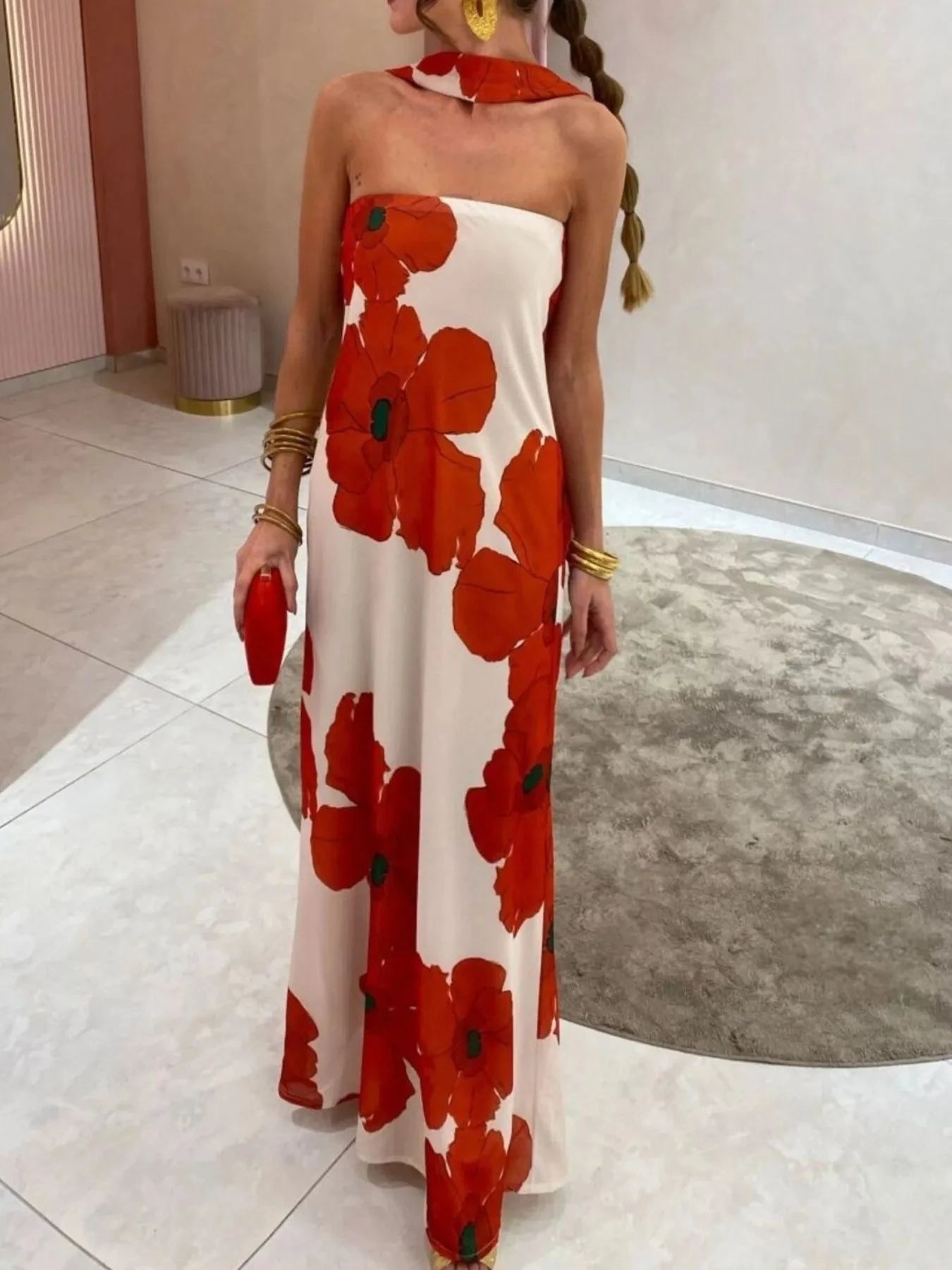 Printed Tube Maxi Dress