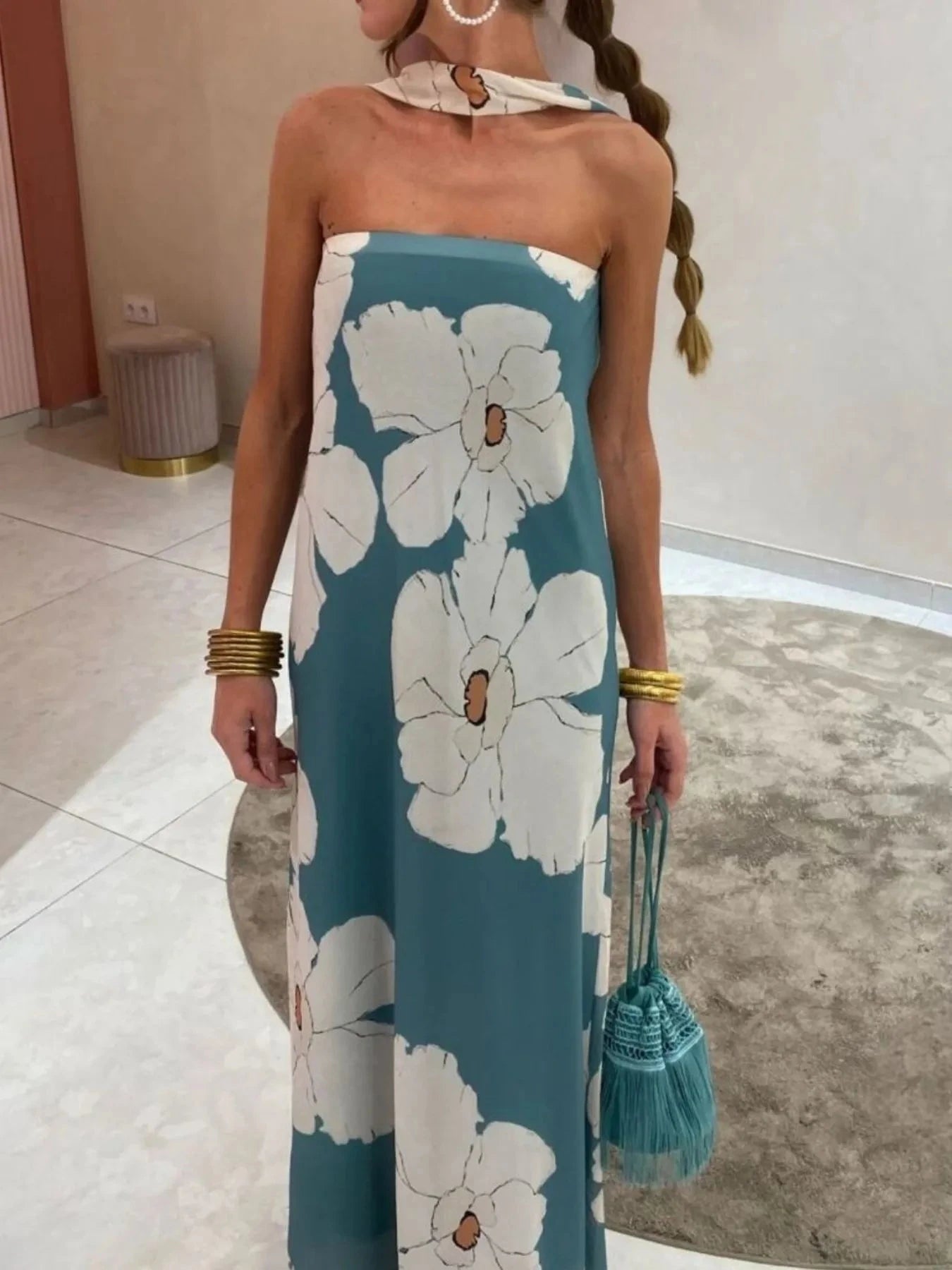 Printed Tube Maxi Dress