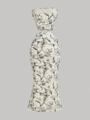 Printed Tube Top and Skirt Set