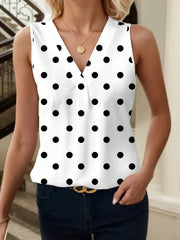 Printed V-Neck Tank Dot / S