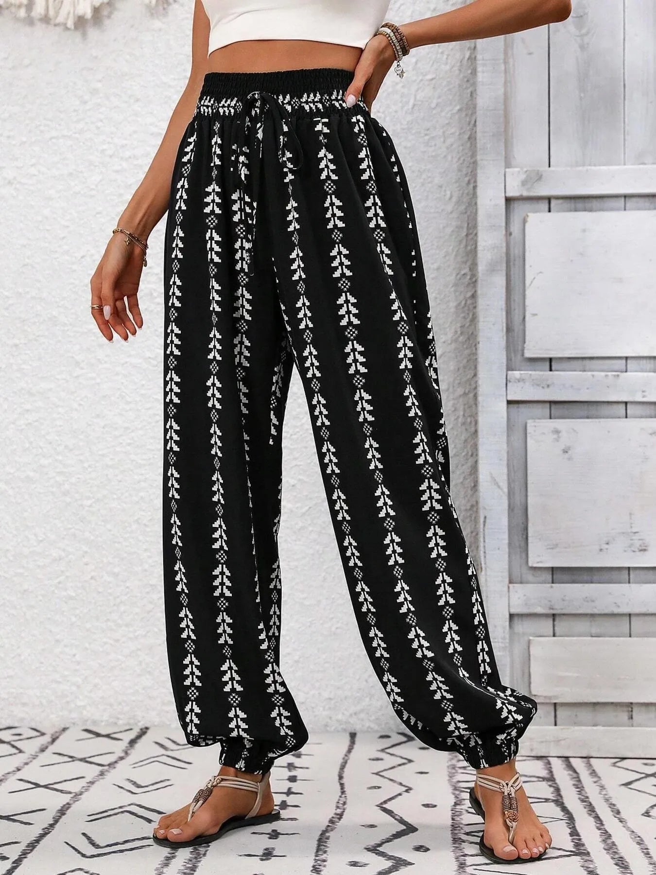 Printed Wide Leg Pants