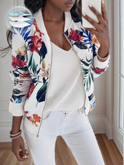 Printed Zip Up Long Sleeve Jacket
