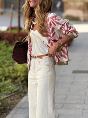 Printed Zip Up Long Sleeve Jacket