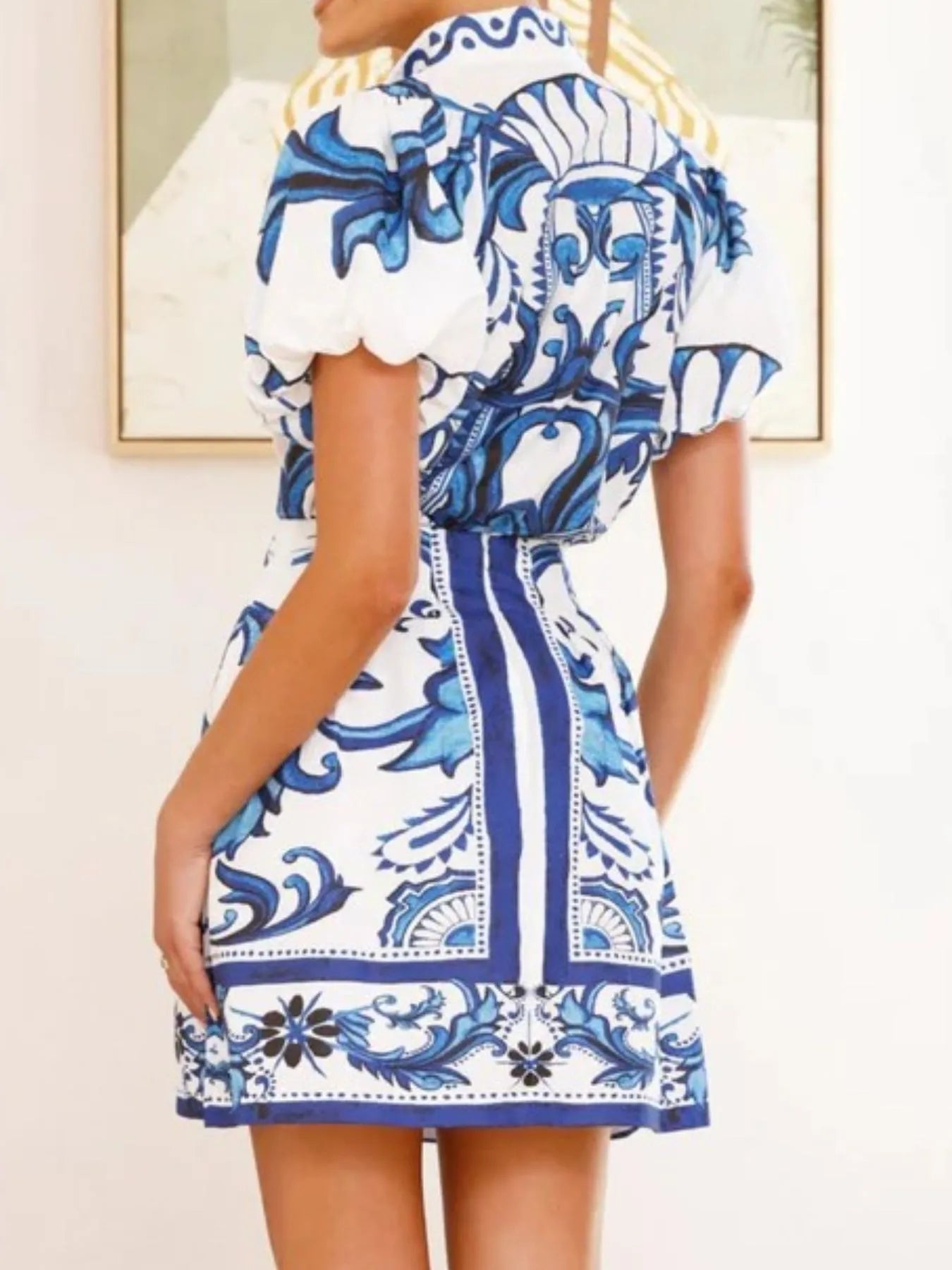 Puff Sleeve Printed Top and Skirt Set