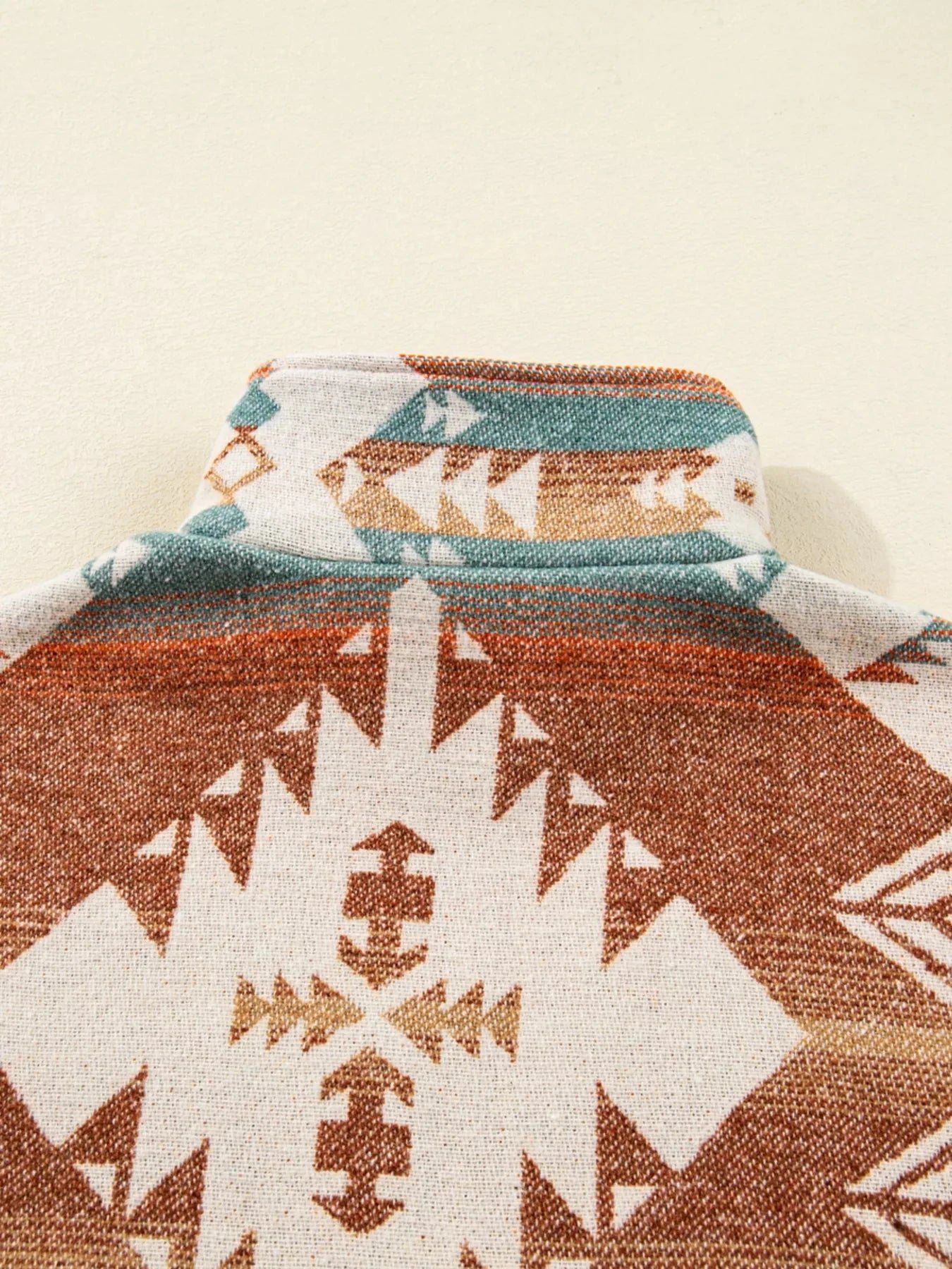 Quarter Zip Elastic Cuffs Aztec Sweatshirt
