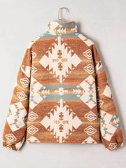 Quarter Zip Elastic Cuffs Aztec Sweatshirt