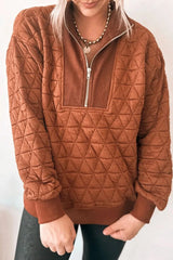 Quilted Half-Zip Long Sleeve Sweatshirt