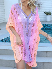 Rainbow Gradient Crochet Beach Cover Up