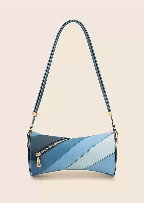 Rainbow Series Vibrant Blue Leather Baguette Shoulder Bag