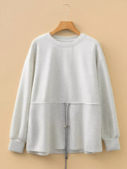 rawstring Waist Tunic Solid Sweatshirt