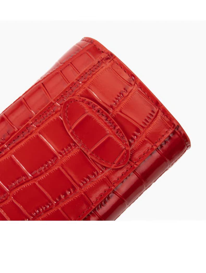 Red Crocodile Embossed Leather Small Structured Bag