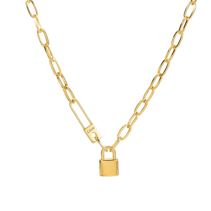 Retro Fashion Love Lock Pendant Necklace N937 / 45cm
