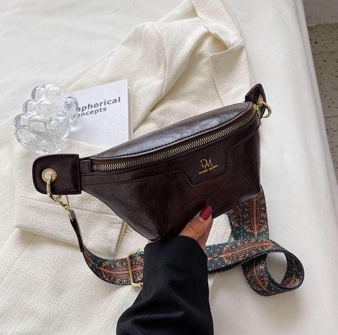 Retro Hip Bum Crossbody Leather Bag Coffee