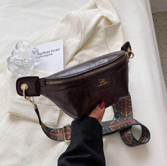 Retro Hip Bum Crossbody Leather Bag Coffee
