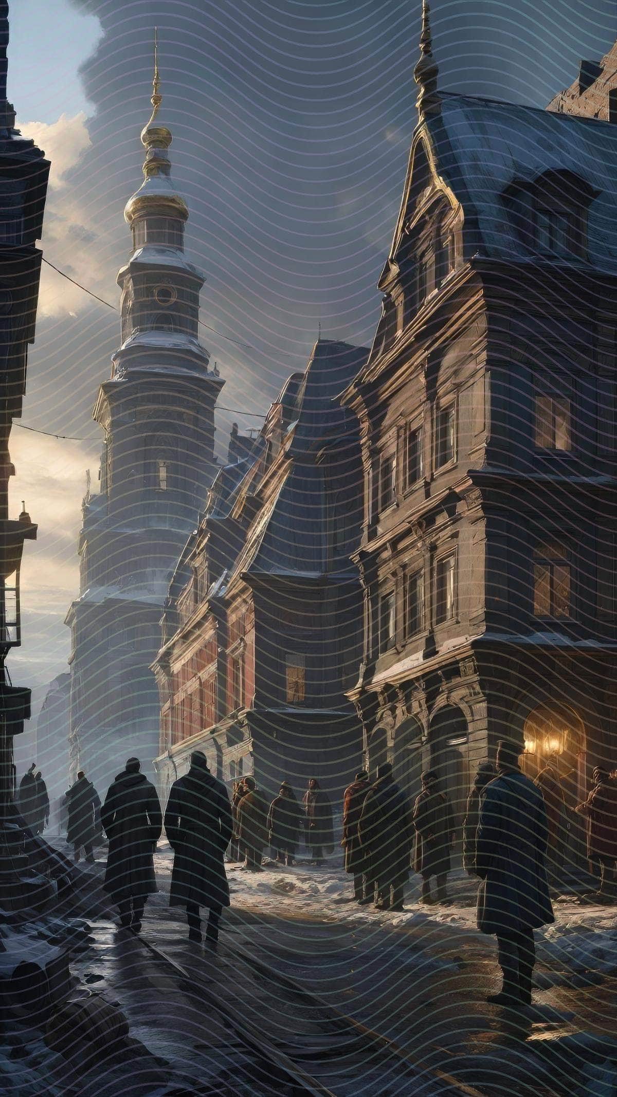 Retro Portrait of A Group Of People Standing in Front of a Building
