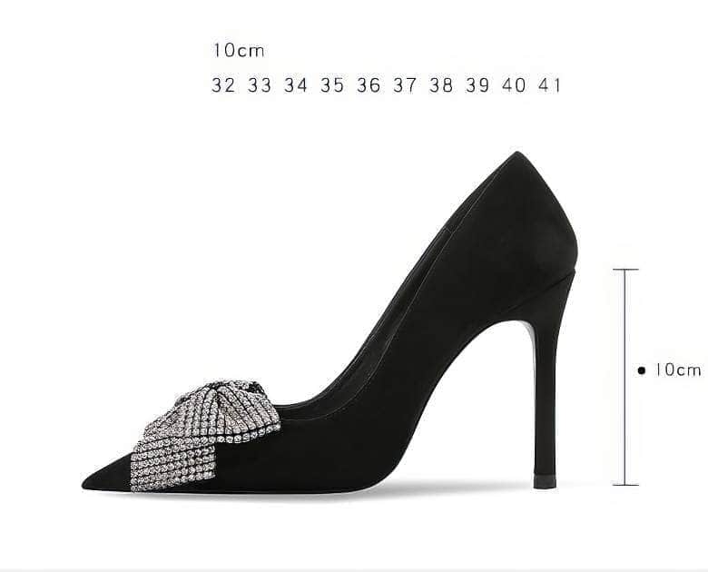 Rhinestone Bow Deco Pointy Toe Heels