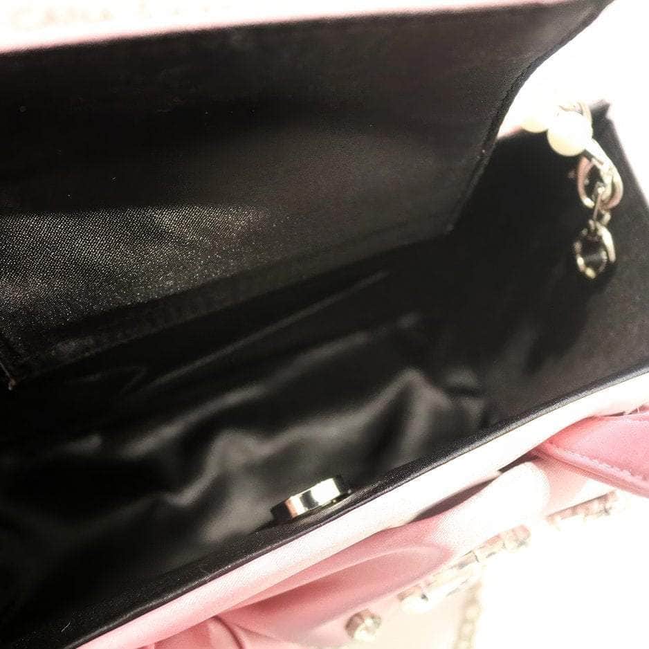 Rhinestone Decorated Bow Detailed Top Handle Bag