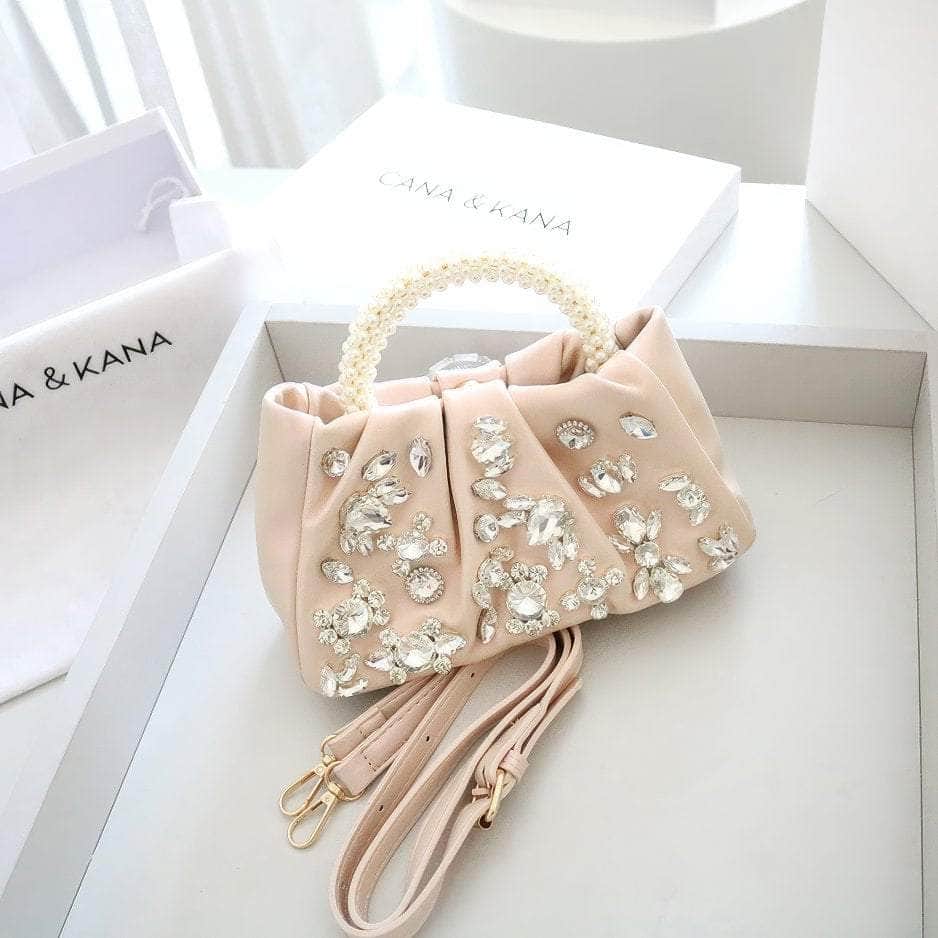 Rhinestone Decorated Pearl Hobo Clutch Bag