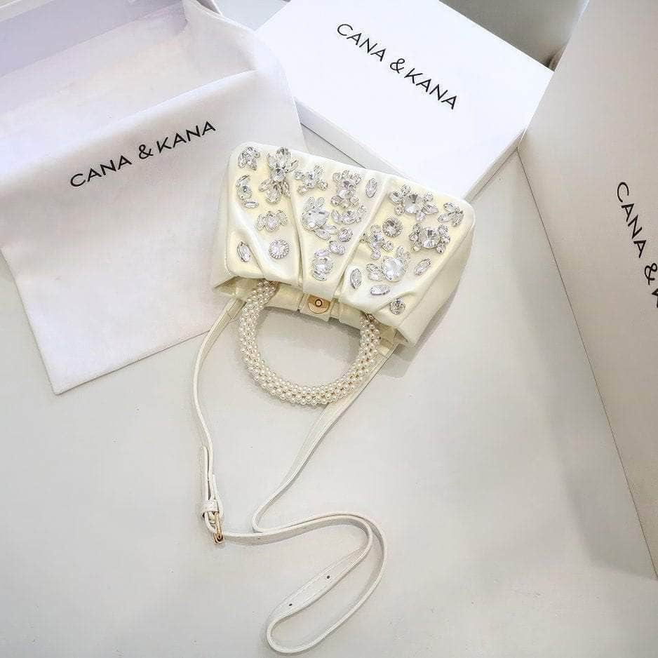 Rhinestone Decorated Pearl Hobo Clutch Bag