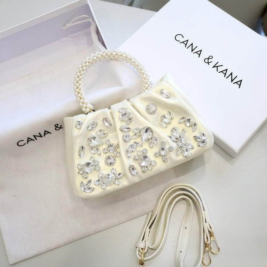 Rhinestone Decorated Pearl Hobo Clutch Bag