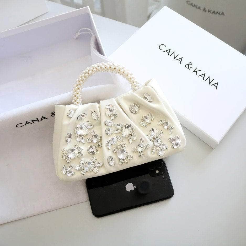 Rhinestone Decorated Pearl Hobo Clutch Bag