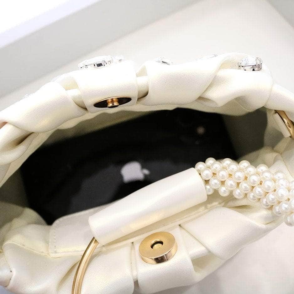 Rhinestone Decorated Pearl Hobo Clutch Bag