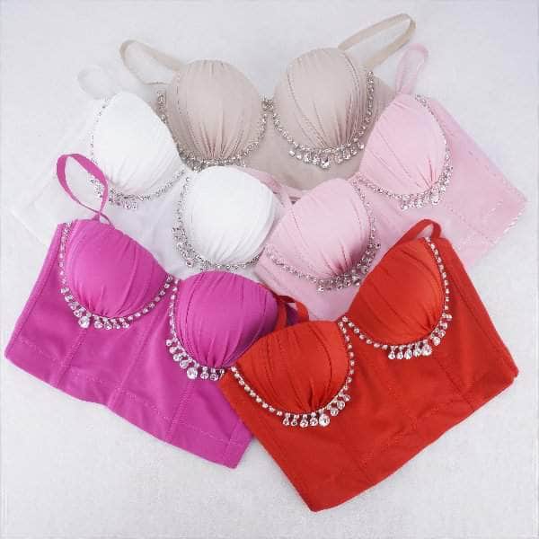 Rhinestone Embellished Bustier Corset Bralette