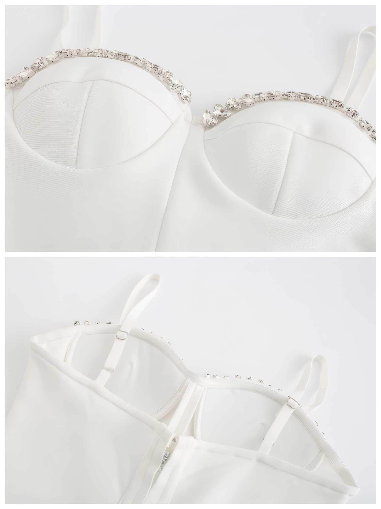 Rhinestone- Embellished Cupped Tube Bodycon Dress