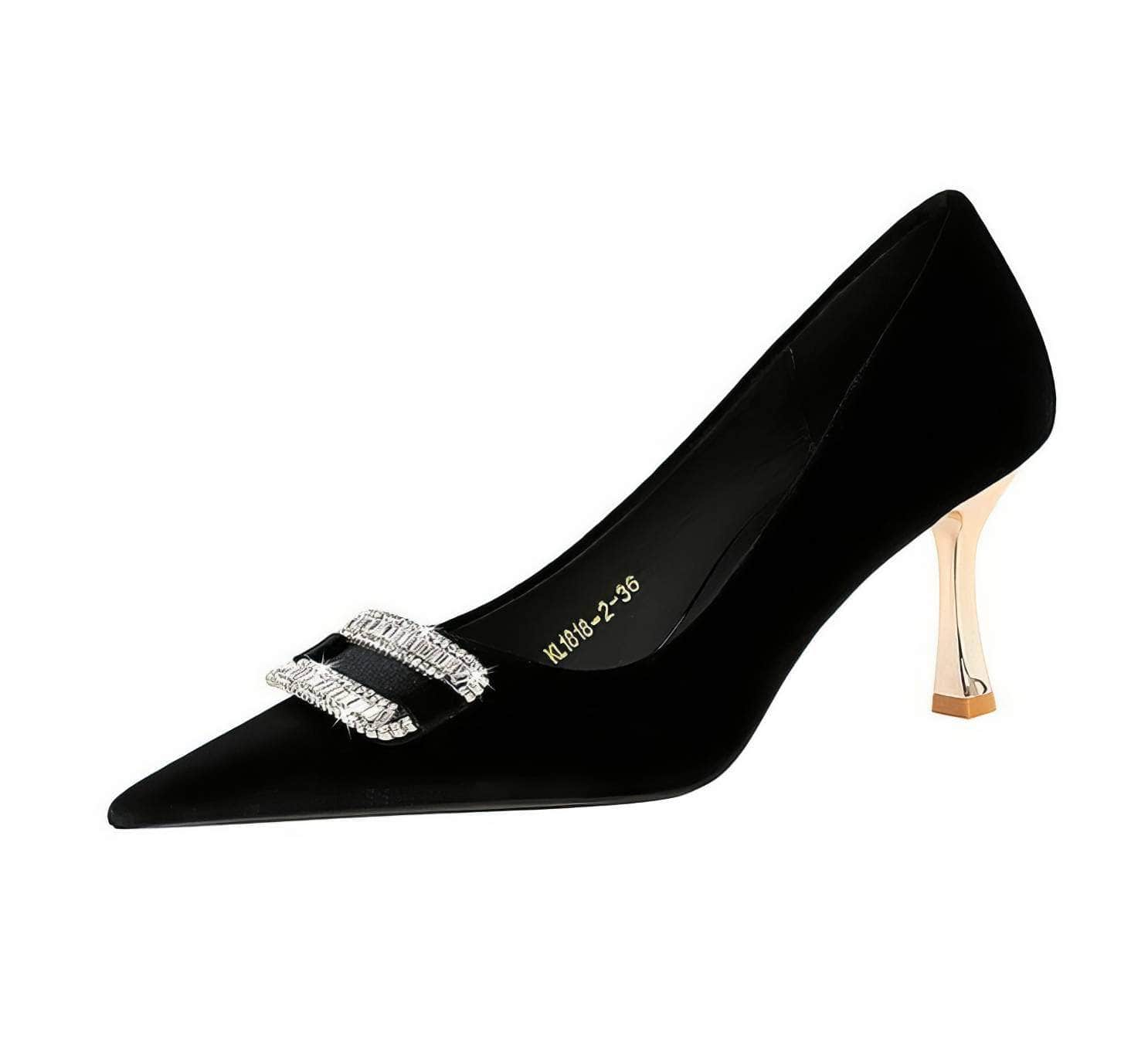 Rhinestone Embellished Suede Pump Heels EU 33 / Black / 7CM