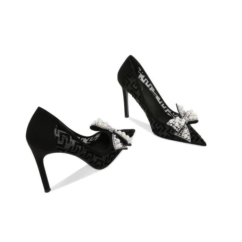 RhineStone Pearl Bow Deco Monogramm Stiletto Heels