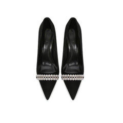 Rhinestone Pearl Decorated Satin Court Heels
