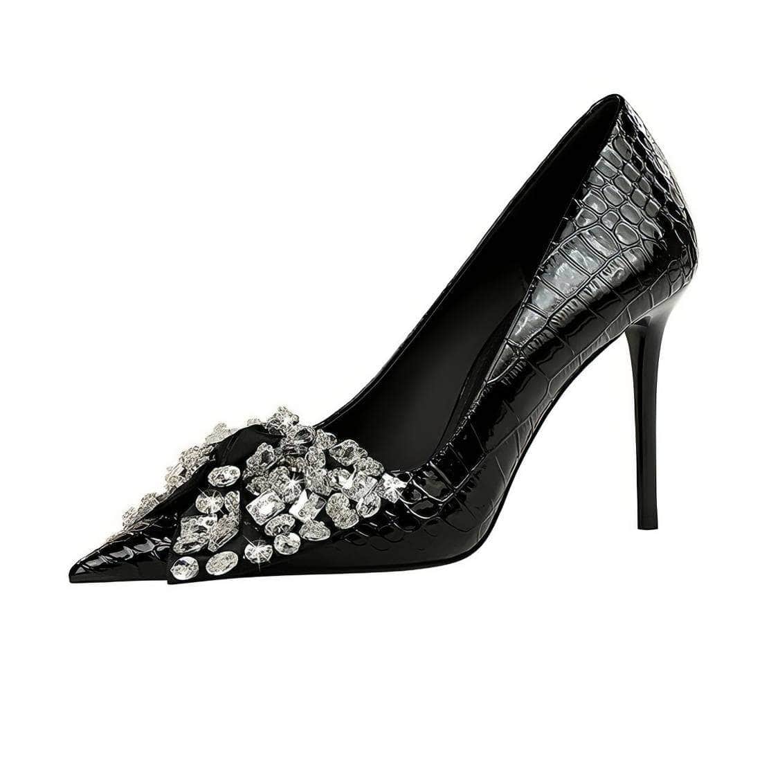 Rhinestone Silk Bow Detailed Court Heels