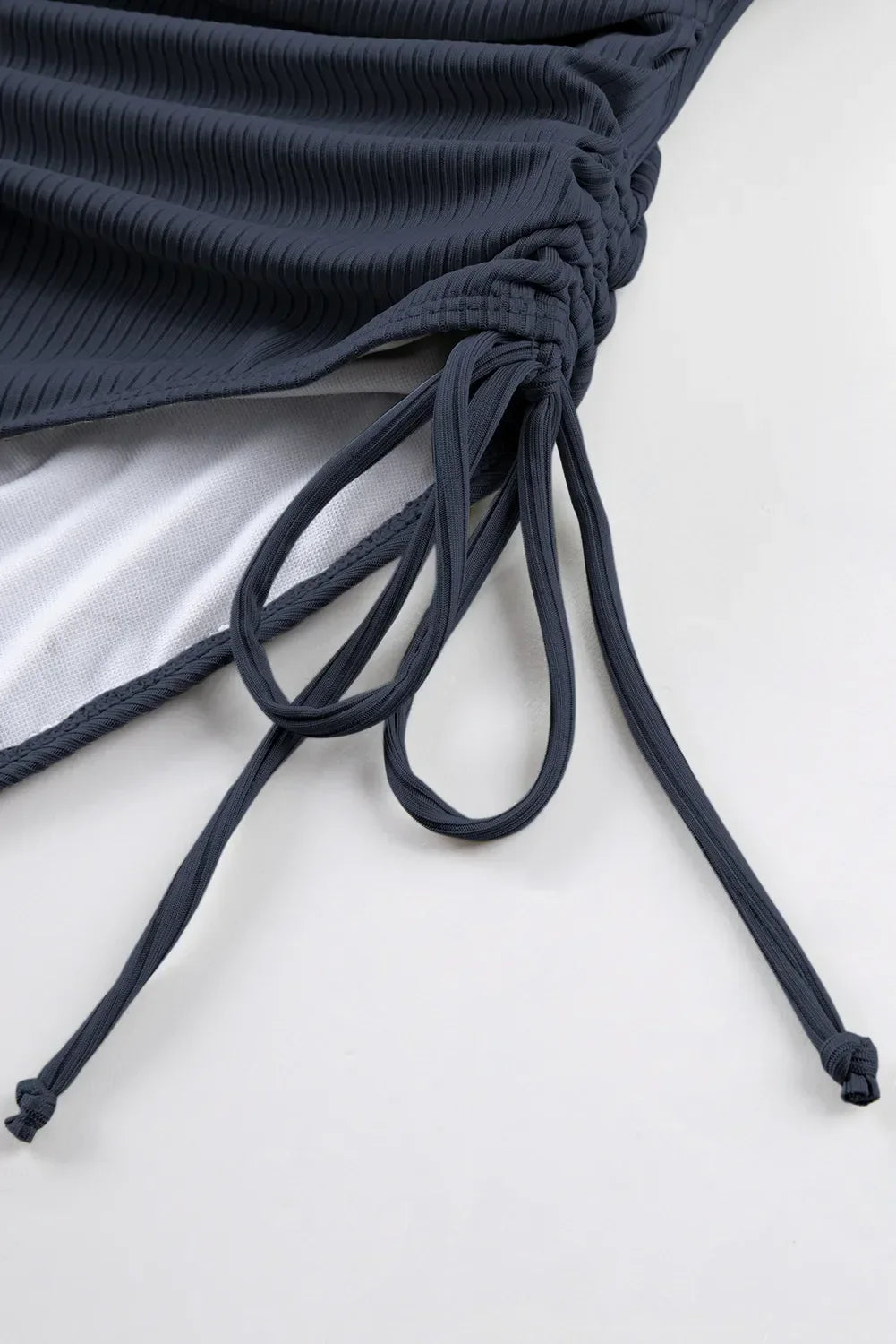 Ribbed Drawstring Sides Cutout One Piece Swimsuit