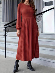Ribbed Long Sleeve Sweater Dress Rust / S