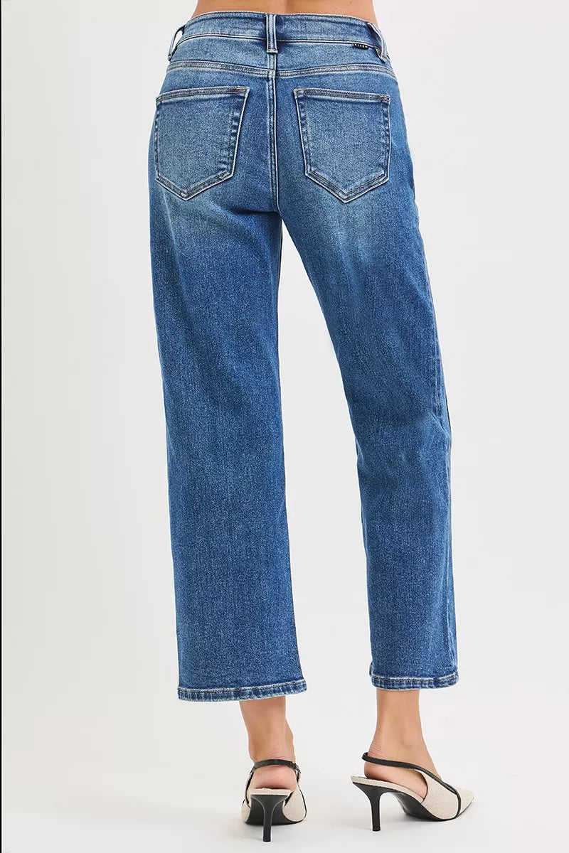 RISEN High Rise Crop Straight Jeans