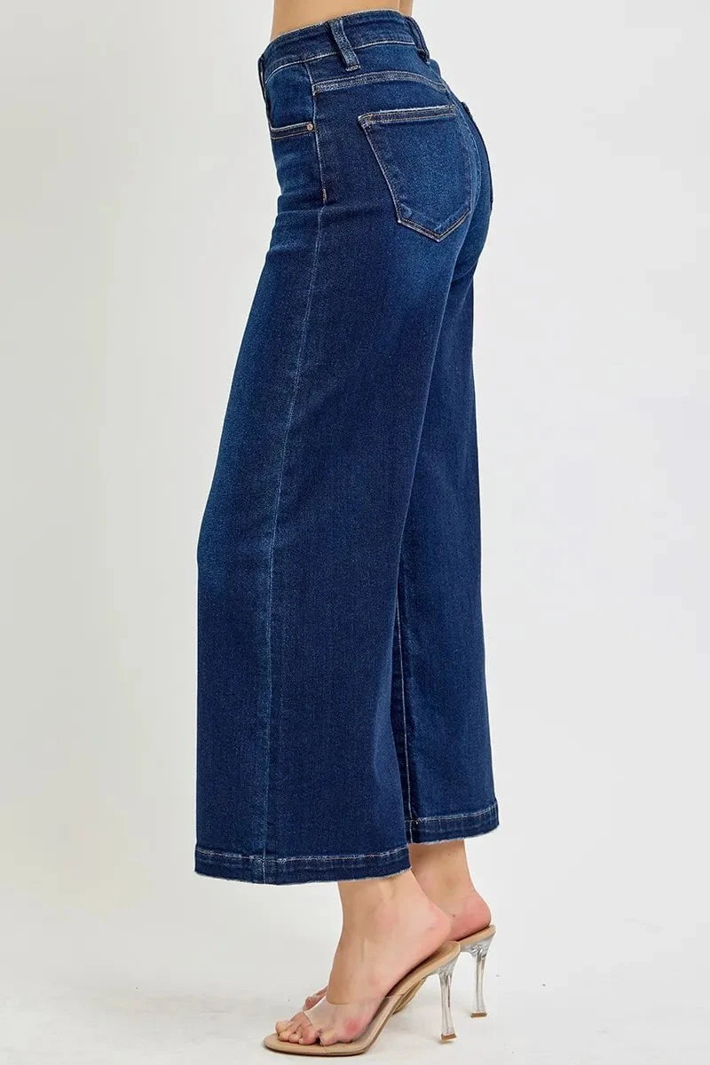 RISEN High Rise Crop Wide Jeans