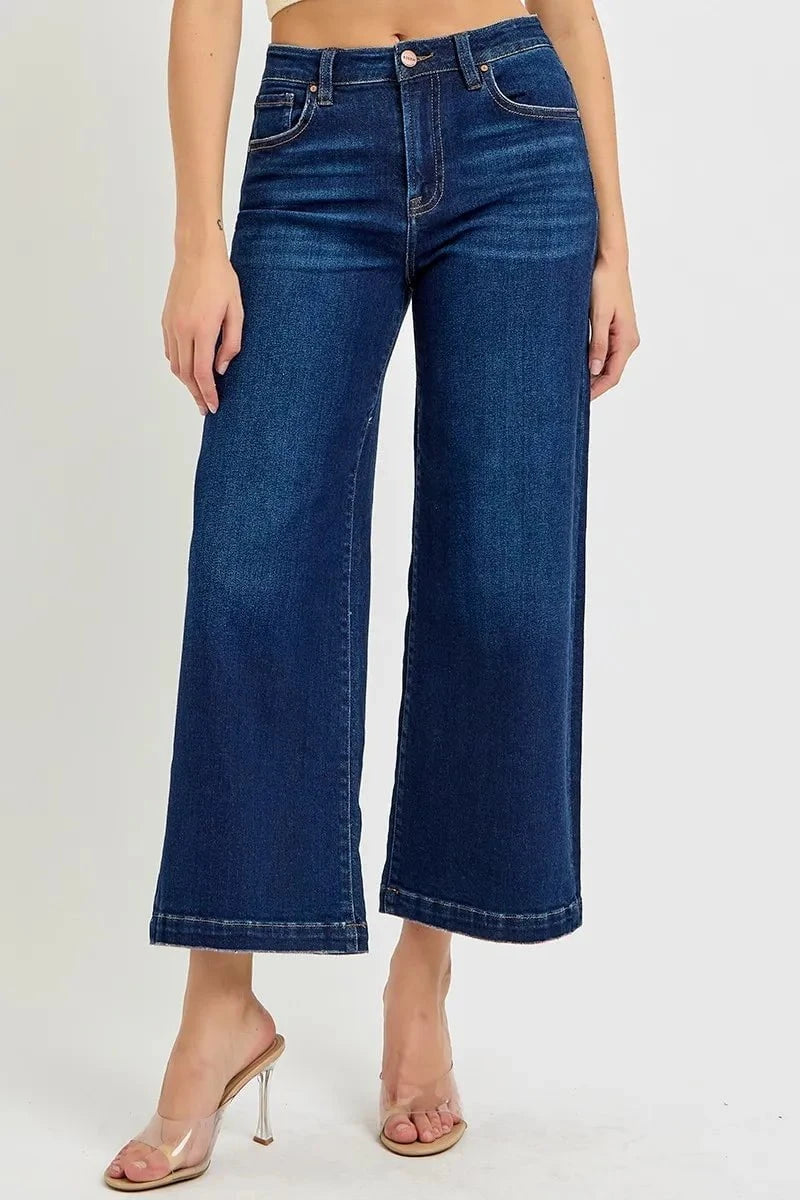 RISEN High Rise Crop Wide Jeans